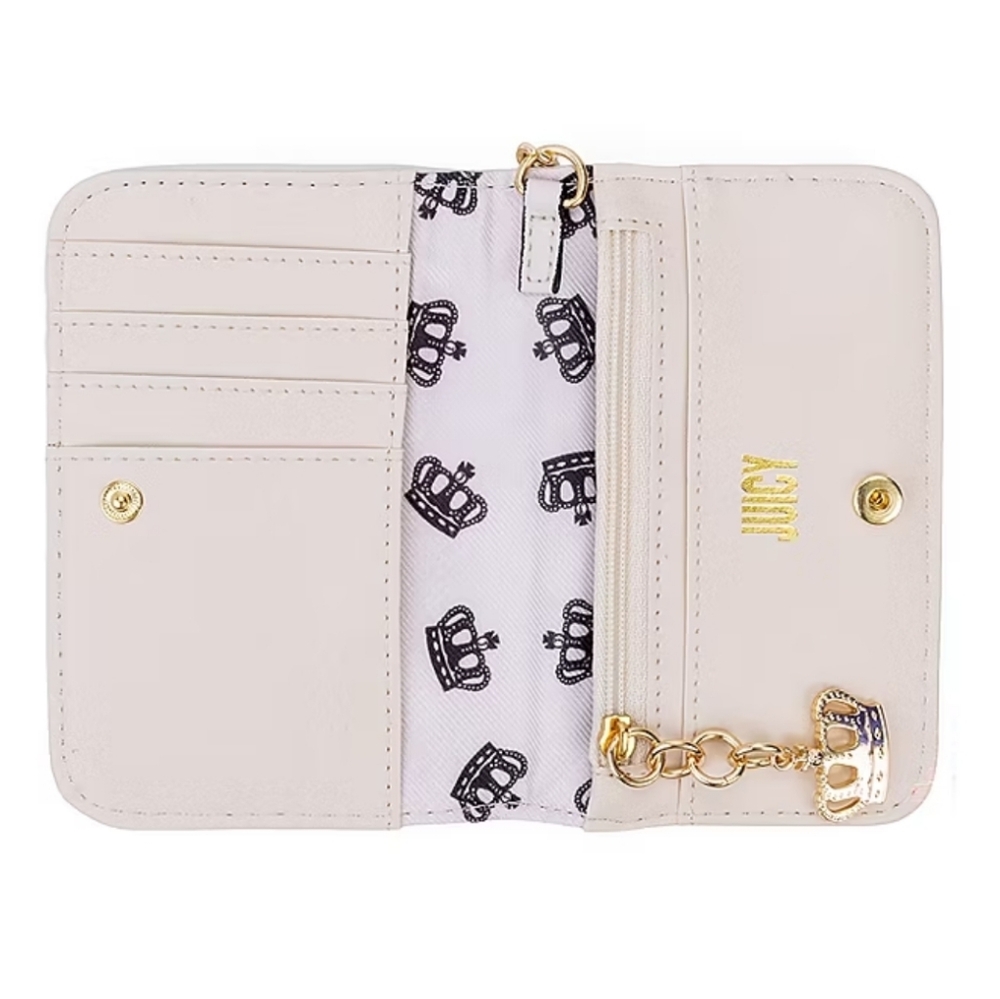 Juicy Couture Liquorice Velour Flip Fold Wallet with Heart and Crown Charms - Picture 3 of 8